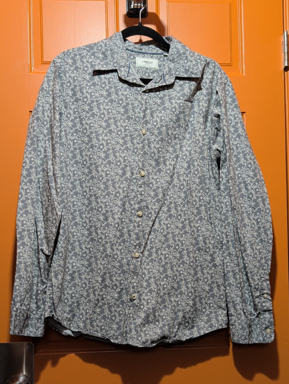 Scott Men's Blue Floral Long-Sleeve Button-Down Shirt
